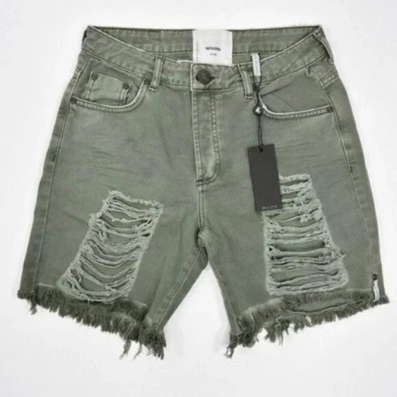 One Teaspoon Stevies Shorts Super Khaki Distressed Frayed Shorts Size 25 - Picture 7 of 7
